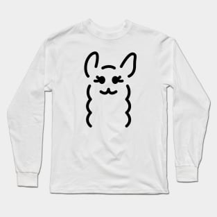 Mwah! - Cute Llama Face Line Art - Black Long Sleeve T-Shirt